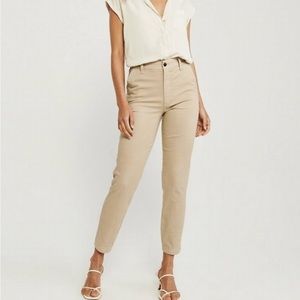 Abercrombie and Fitch high waist khaki chino pants straight leg ankle pant